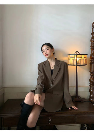 Black Long Sleeved Suit Jacket Alodia Store