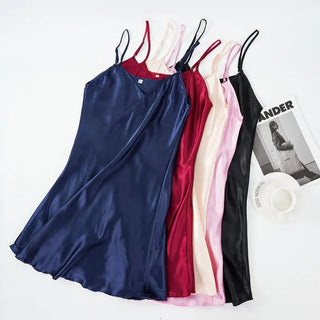 Women's Satin Nightgown Spaghetti Straps Sleep Dress Sexy Alodia Store