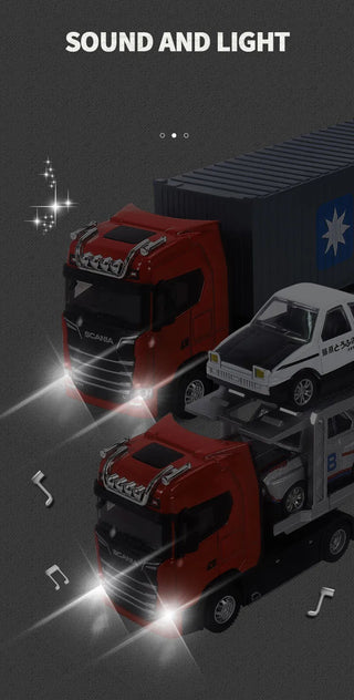 1:50 Simulation Alloy Diecast Large Truck Head Model Container Toy Pull Back Sound Light Engineering Alodia Store