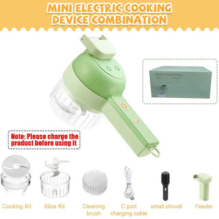4in 1 Electric Food Processor USB Rechargeable Handheld Vegetable Slicer Multifunctional - Alodia Store