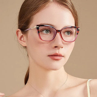 Women Cat Eye Plain Glass Spectacles Stylish Computer Glasses Anti Blue Light Luxury Optical Frame Fashion Eyewear for Ladies Alodia Store