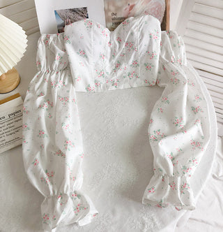 Summer Sexy High Street Off Shoulder Floral Print Puff Alodia Store
