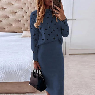Autumn Winter Women's Knitted Sweater Skirt Two Piece Set Women Alodia Store