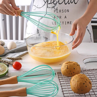 Manual Egg Beater Pp Handle Egg Blender Handheld Silicone Stainless Steel Stirring Rod Household Kitchen Baking Tools Alodia Store