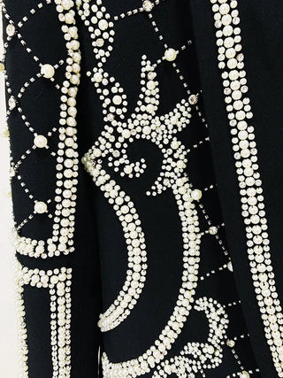 Stunning Diamonds Pearls Beaded Black Blazer Dress Alodia Store