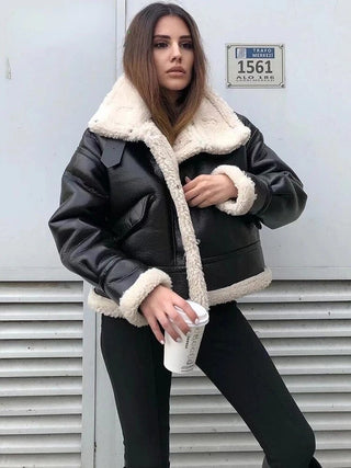 Faux Leather Coat Vintage Alodia Store