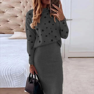 Autumn Winter Women's Knitted Sweater Skirt Two Piece Set Women Alodia Store