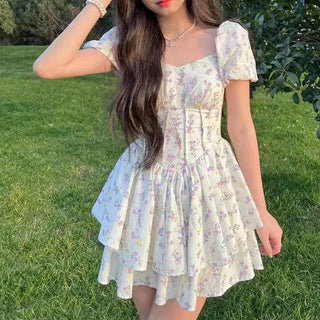 Sundress Kawaii Lovely Aesthetic Floral Dress - Alodia Store