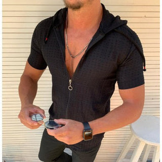 Fashion Long/Short sleeved Hoodie Zipper T shirt Men clothing Summer Solid color Casual Plaid print Open Stitch Th alodia store