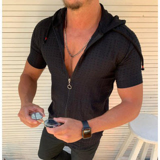 Fashion Long/Short sleeved Hoodie Zipper T shirt Men clothing Summer Solid color Casual Plaid print Open Stitch Th alodia store
