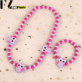 33 Style Colorful Wooden Cute Animal Flower Cartoon Children's Necklace Bracelet Girl's Child Jewelry Kids Toys Birthday Gifts Alodia Store