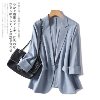 Fashion Woman Blazer Linen 100% Suit Jacket White Solid Casual Alodia Store