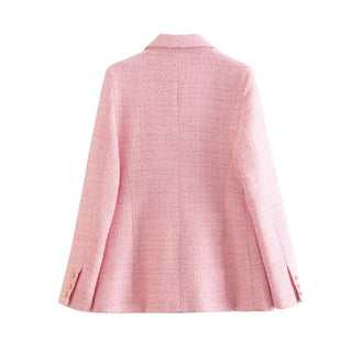 Fashion Women Beige Tweed Blazer Jacket For Office Lady Alodia Store