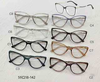 Fashion Blue Light Glasses Blocking Cat Eye Reading Glasses Women Trend Optical Tea Stripe Vision Care Eyeglasses Diopter 무테 안경 Alodia Store