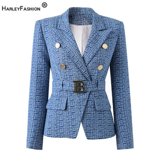 Geometric Pattern Denim Jackets Alodia Store