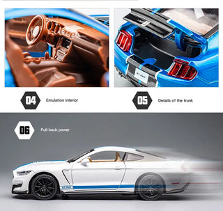 1:32 High Simulation Supercar Ford Mustang Shelby GT350 Car Model Alloy Pull Back Kid Toy Car 4 Open Door Children's Gifts GT500 Alodia Store