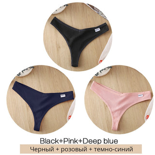 3Pcs/Set Women Cotton Thongs Panties Sexy Low Waist G-String Briefs Ladies lringerie. ALODIA STORE