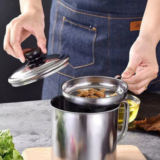 1PC Stainless Oil Filter Pot Lard Strainer Tank Alodia Store