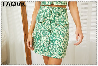 Camouflage Suede Skirt Suits Sexy Skinny CropTops+ Bodycon Outfits 2-Piece Set alodia store