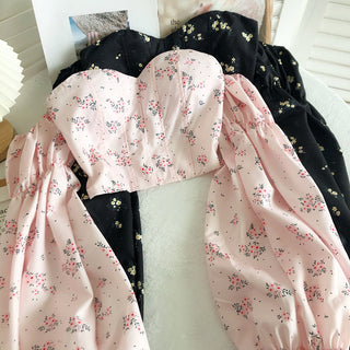 Summer Sexy High Street Off Shoulder Floral Print Puff Alodia Store