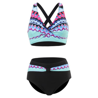 Women's Summer Bohemian Style Patchwork Printed Bikini Swimsuit Two Piece Set Alodia Store