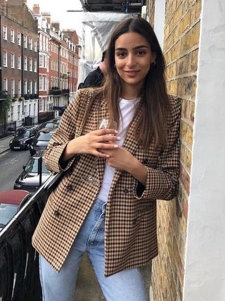 SLTNX TRAF Fashion Plaid Women's Blazers Alodia Store