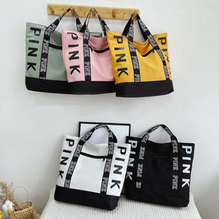 Pink Letter Graphic Tote Handbags Woman - Alodia Store