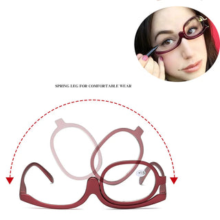 Women Magnifying Glasses Makeup Reading Glass Folding Eye Make Up Reading Glass PC Frame +1.0~+4.0 Resin Lens Alodia Store