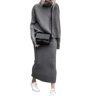Fashion Women Slim Sweater Skirt Two Pieces Set Alodia Store
