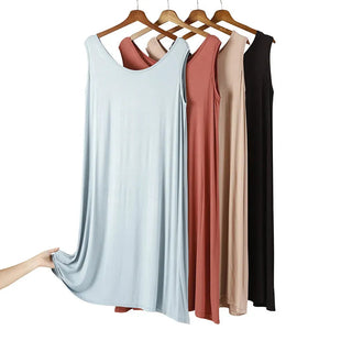 3XL-6XL  Modal Bamboo Fiber Thin Nightdress 2023 Sleeveless Nightgown Alodia Store