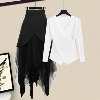 Black Skirt Two Piece Set Alodia Store