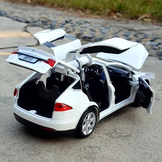 1:32 Tesla Model-X Alloy Car Diecast Sound And Light Pull Back Model Toy Vehicle Metal Car Simulation Alodia Store