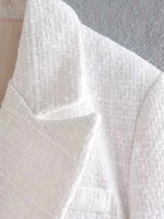 Fashion Women Beige Tweed Blazer Jacket For Office Lady Alodia Store