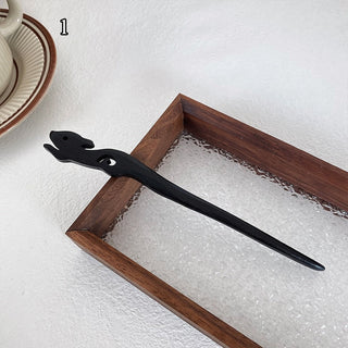 Traditional Wooden Black Hair Sticks Chinese Style Hairpins Carved Wood Hair Fork Vintage Chop Stick Headwear For Women Jewelry Alodia Store