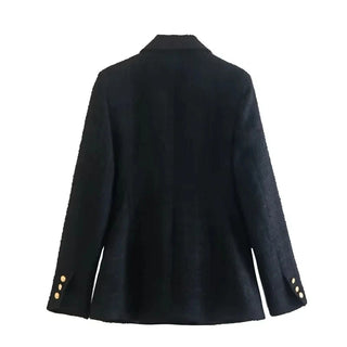 Fashion Women Beige Tweed Blazer Jacket For Office Lady Alodia Store