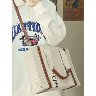 Trend 2024 Designer Canvas Leather Classic Woody Large Tote Bags Y2k Alodia Store