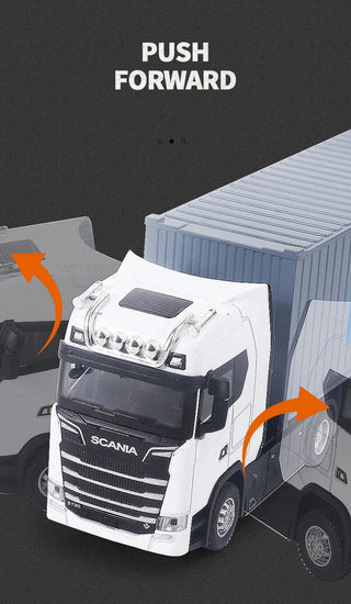1:50 Simulation Alloy Diecast Large Truck Head Model Container Toy Pull Back Sound Light Engineering Alodia Store