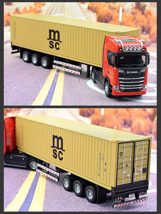 1:50 Simulation Alloy Diecast Large Truck Head Model Container Toy Pull Back Sound Light Engineering Alodia Store