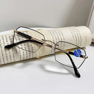 Anti-Blue Light Reading Glasses Metal High Definition Frame Eye Protection Ultra Light Office Eyeglasses Eyewear For Men Women Alodia Store