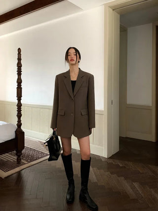 Black Long Sleeved Suit Jacket Alodia Store