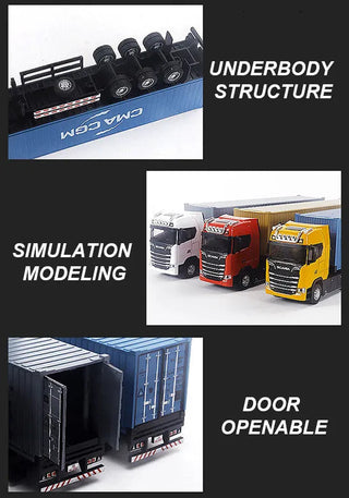 1:50 Simulation Alloy Diecast Large Truck Head Model Container Toy Pull Back Sound Light Engineering Alodia Store