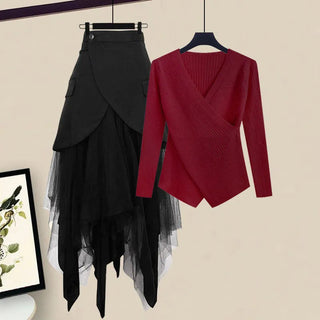 Black Skirt Two Piece Set Alodia Store