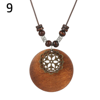 Vintage Wooden Bird Pendant Necklaces Boho Ethnic Style Metal Hollow Necklaces Retro Long Sweater Chain Rope Jewelry for Women Alodia Store