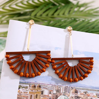 Wooden Vintage Earrings For Women Bohemian Style  Geometric Wood Earrings 2022 Trendy Retro Rattan Earrings Statement Jewelry Alodia Store