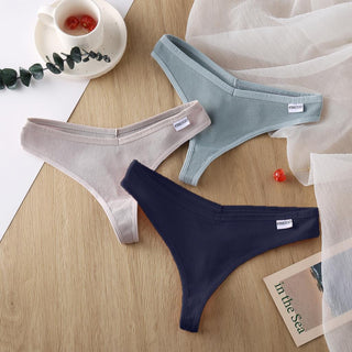 3Pcs/Set Women Cotton Thongs Panties Sexy Low Waist G-String Briefs Ladies lringerie. ALODIA STORE