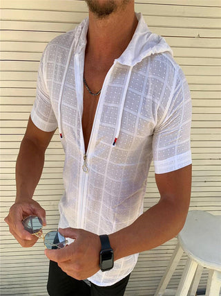 Fashion Long/Short sleeved Hoodie Zipper T shirt Men clothing Summer Solid color Casual Plaid print Open Stitch Th alodia store