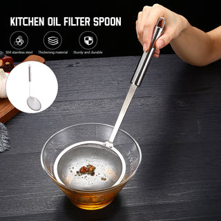 Filter Scoop Stainless Steel Fat Skimmer Spoon Fine Mesh Strainer Food Strainer With Handle Kitchen Oil Skimmer Strainer FU Alodia Store