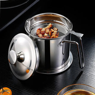 1PC Stainless Oil Filter Pot Lard Strainer Tank Alodia Store