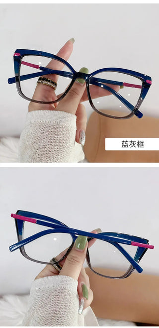 Women Cat Eye Plain Glass Spectacles Stylish Computer Glasses Anti Blue Light Luxury Optical Frame Fashion Eyewear for Ladies Alodia Store