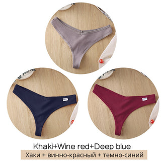 3Pcs/Set Women Cotton Thongs Panties Sexy Low Waist G-String Briefs Ladies lringerie. ALODIA STORE